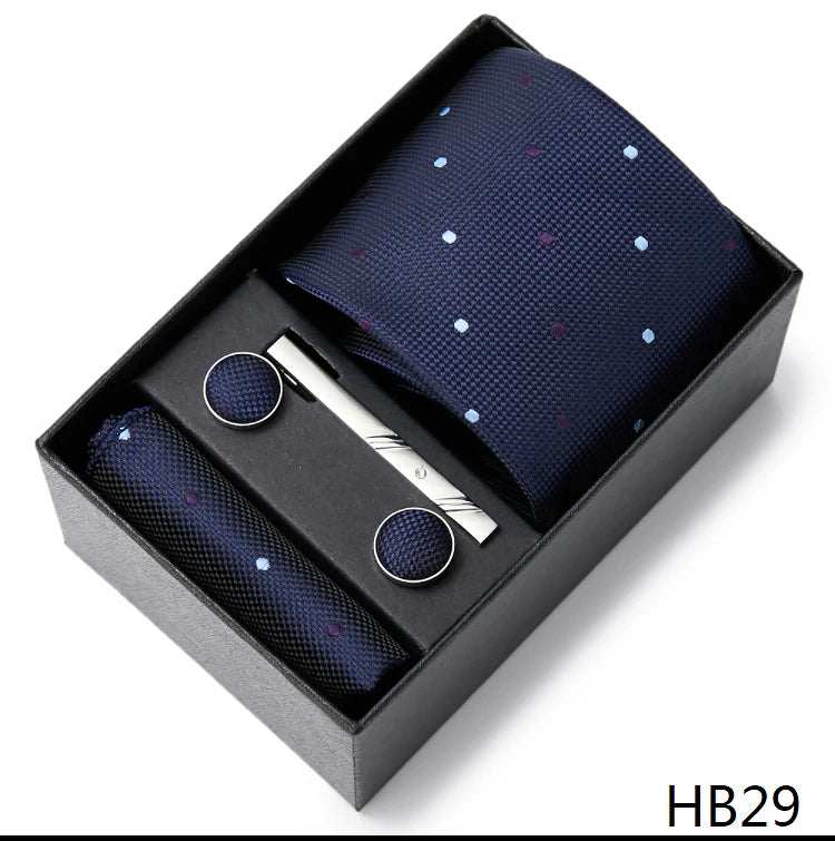 7.5 cm Width Tie Sets Black Men's Tie Hankerchiefs Cufflinks clip Box wedding gift handmade Necktie Set The Clothing Company Sydney