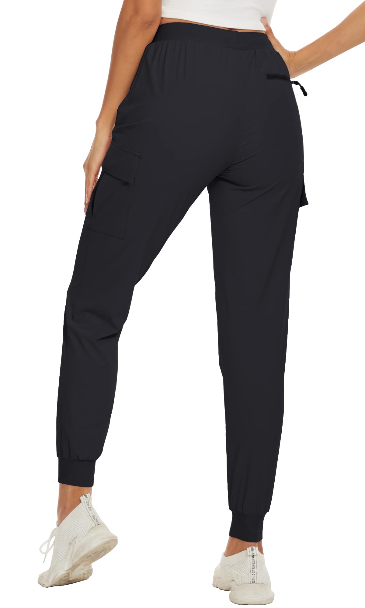 Quick Dry Hiking Pants Women's Casual Long Pants Elastic Waist Zipper  Pocket Athletic Trousers Running Workout Bottoms