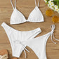 3 Piece Swimwear Women Lace Up Micro Bikini Set Solid Low Waist Swimsuit Beachwear Bathing Suit