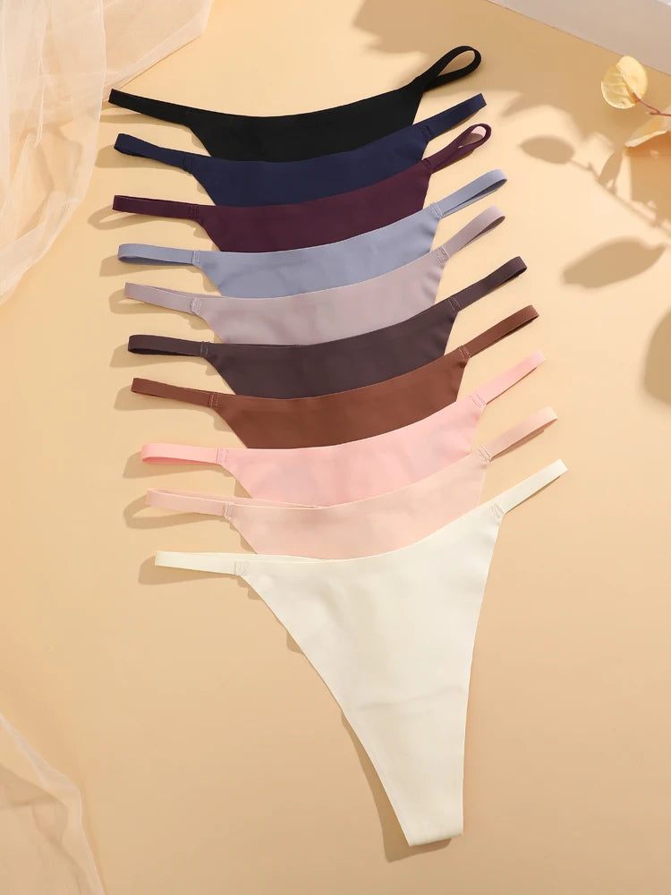 4 pack Seamless Ultra-thin Underwear Womens Thin Belt Panties Female High Stretch Thongs Breathable G-String Lingerie