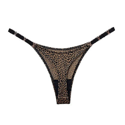 Seamless Thong Women Underwear Briefs Panties Zebra Flower Low Rise Metal Buckle G String Undies