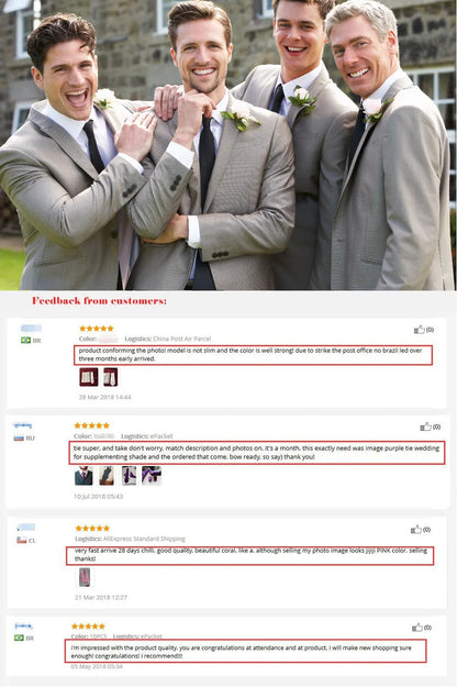 8cm Men Silk Tie White Solid Necktie Formal Wedding Party Ties Cufflinks Hanky Flower Brooch Gift Set - The Clothing Company Sydney