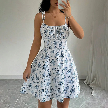 Women's Summer Floral Spaghetti Strap Beach Short Dress - The Clothing Company Sydney
