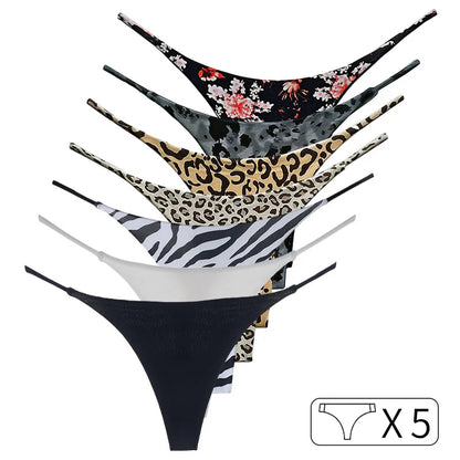 5 Pack Cotton G String Leopard Women Panties Flower Briefs Thong Low Waist T-back Underwear Seamless Lingerie The Clothing Company Sydney