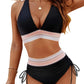 High Waist Swimsuit Womens Patchwork Swimwear Drawstring Bikini Set Beachwear Bathing Suit The Clothing Company Sydney