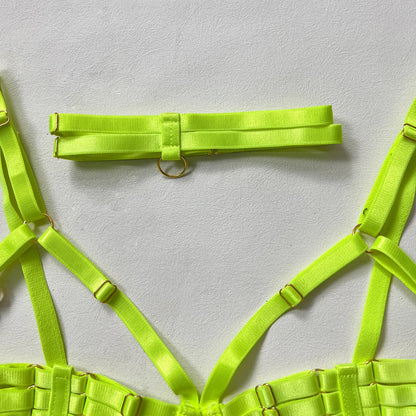 5-Piece Costume Hollow Underwear Sensual Open Bra Outfits Lingerie Set - The Clothing Company Sydney