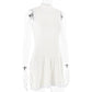 Knitted Round Neck Pleated Women's White Sleeveless High Waist Summer Casual Sporty Dress The Clothing Company Sydney