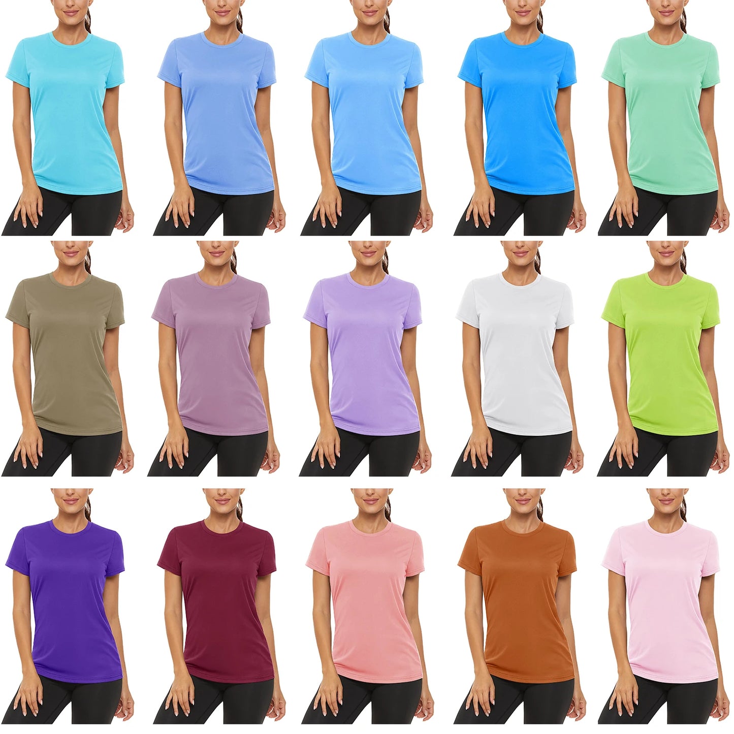 Summer Casual T-shirts UPF 50+ Quick Dry Womens Skin Sun Protection T-shirt Outdoor Running Swim Athletic T shirts Tops