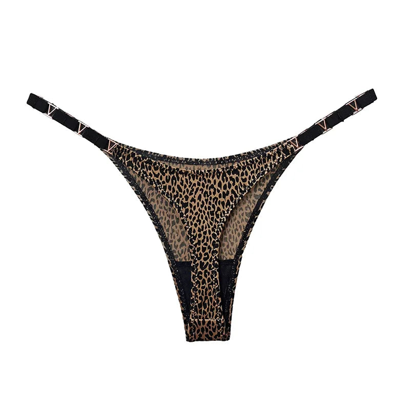 Seamless Thong Women Underwear Briefs Panties Zebra Flower Low Rise Metal Buckle G String Bikini Panty