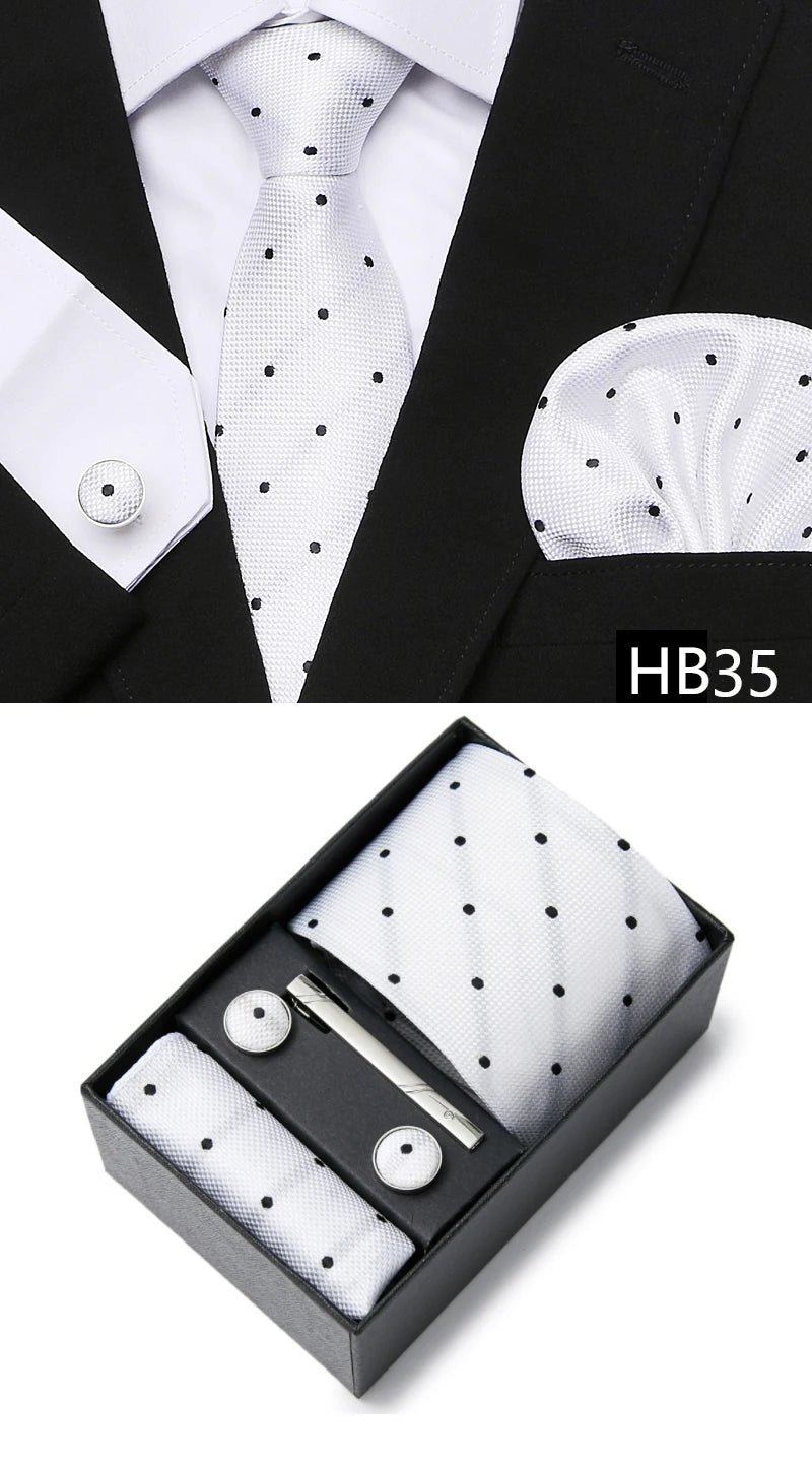 5 piece 7.5 cm Width Tie Sets Black Men's Tie Hankerchiefs Cufflinks clip Box wedding gift handmade Necktie Set The Clothing Company Sydney