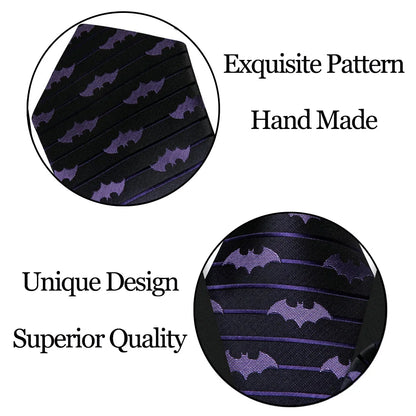 Silk Tie For Men Novelty Animal Black Stripe Necktie Pocket Square Cufflinks Set Wedding Party Outfit Set - The Clothing Company Sydney