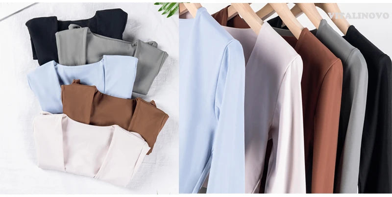 Long Sleeve Gym Crop Tops for Women Twist Deep V Workout Crop T Shirt Top Quick Dry Padded Sports Fitness Yoga Top The Clothing Company Sydney