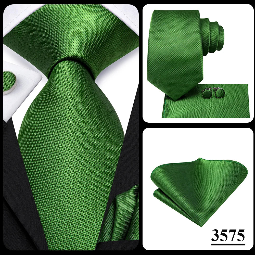 Green Paisley Silk Tie Set for Men – Necktie, Pocket Square & Cufflinks The Clothing Company Sydney