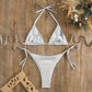 2 Piece Shiny Triangle Micro Thong Bikinis Sets Swimsuit Mini Swimwear Bathing Swiming Suits