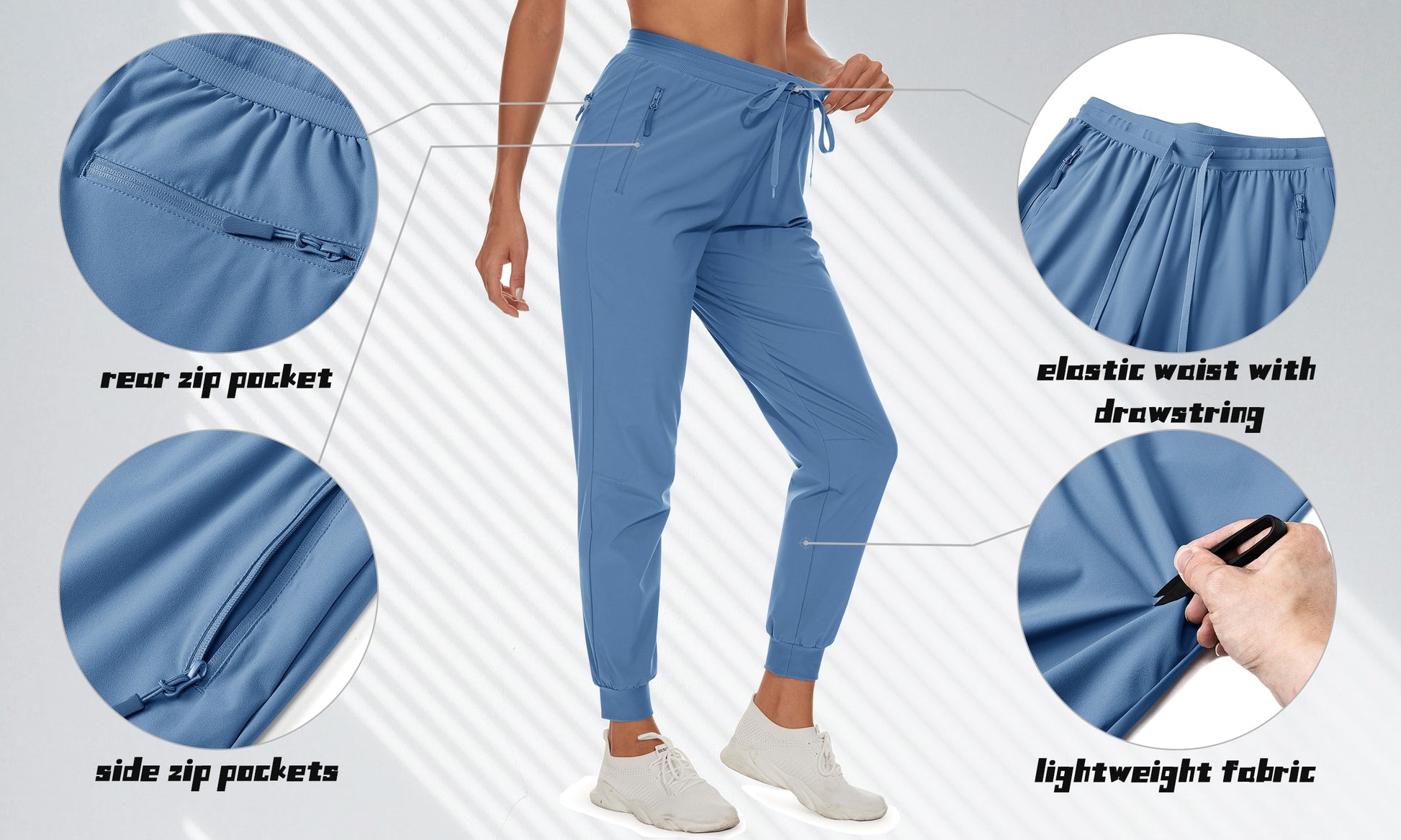 Quick Dry Hiking Pants Women's Casual Long Pants Elastic Waist Zipper Pocket Athletic Trousers Running Workout Bottoms The Clothing Company Sydney