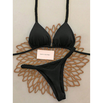 2 Piece Micro Bikini Push Up Brazilian Bikini Set Thong Solid Swimsuit Summer Beachwear Swimwear