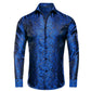 Hi-Tie Long Sleeve Silk Shirts for Men Suit Dress Outwear Male Slim Wedding Floral Paisley Gold Blue Red The Clothing Company Sydney