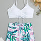 2 Piece Drawstring Front Shorts Bikinis High Waist Swimsuit Women Swimwear Bathers Bathing Swimming Swim Suit Beachwear