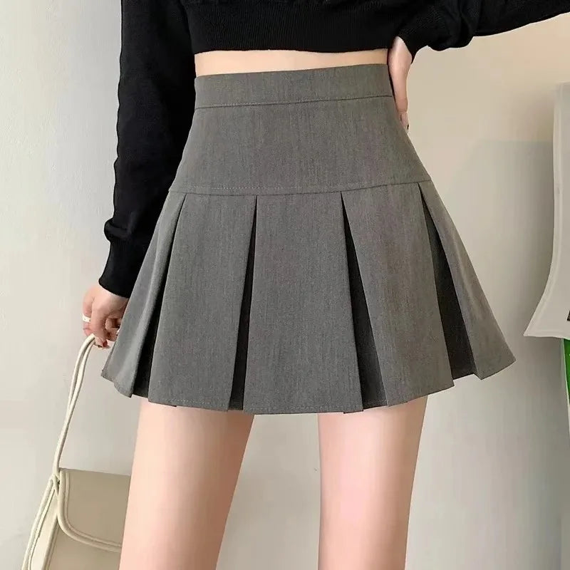 Vintage Grey Pleated Skirt Women High Waist Mini Skirts Streetwear Skirt The Clothing Company Sydney