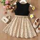 2 Piece Girl Dresses Kids Clothes Girl  Polka Dots Ribbed Girls Splice Sleeveless Dress & Belt The Clothing Company Sydney