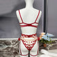 4 Piece Lingerie Sheer Lace Embroidery Underwear Ruffle Intimate Outfits Lingerie Set