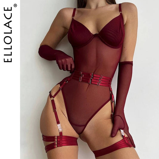 Tight Fitting Lace Bodysuit With Gloves Garter Night Club Outfit Mesh Top Lingerie Set The Clothing Company Sydney