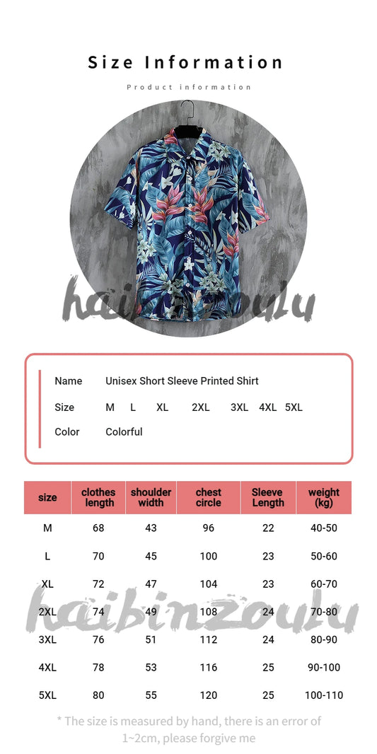Printed beach shirts Men's short-sleeved casual shirts Loose Fit floral tops