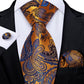 Men's Tie Luxury Yellow Blue Striped Paisley Plaid Silk Wedding Tie For Men's Designer Hanky Cufflinks Gift Tie Set The Clothing Company Sydney