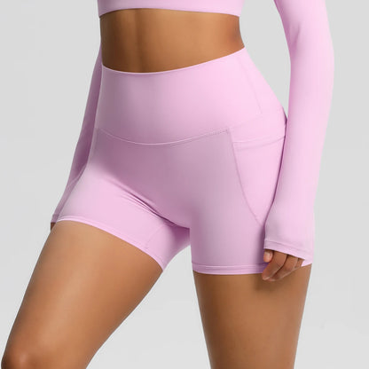 Women's Pocketed Yoga Legging Shorts Squat Proof High Waist Fitness Quick Drying Cycling Workout Gym Shorts