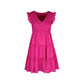 Summer Midi Dresses Casual Red Ruffle Big Hem Holiday Beach Dress Fashion Sleevelee V Neck Dresses