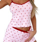 Women's 2 Piece Pajama Set Sleeveless Cherry Print Cami Tops Casual Shorts Sleepwear Pyjama Set The Clothing Company Sydney