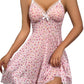 Summer Pink Dress Floral Printed Lace for Women Home V-neck with Strap Camisole Nightdress The Clothing Company Sydney