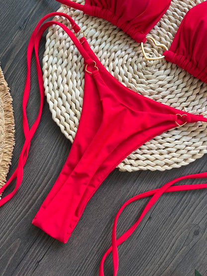 Halter Solid color Bikini Set Women's Swimsuit Two piece Triangle Thong Swimwear Bathing Suit The Clothing Company Sydney