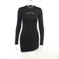 Elegant Letters Rhinestones Casual Fashion Mini Dress Women's Clothes Autumn Long Sleeve Bodycon Day Dresses Slim Dress The Clothing Company Sydney