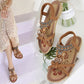 Women Fashion  Flat Flower Rhinestone Open Toe Outdoor Wear Beach Sandals