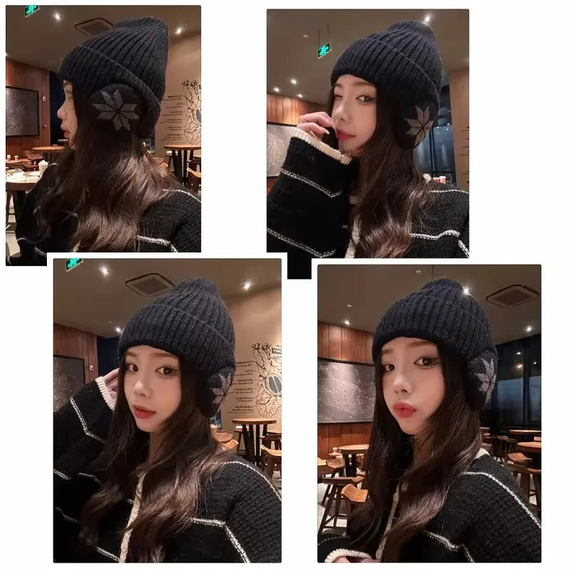 Men Women Winter Warm Plush Knitted Snow Fashion Hat Unisex Outdoor Ear Protection Caps Beanies Skulls