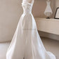 Luxury White Satin Trailing Wedding Dresses Women Elegant Strapless Long Prom Party Bridal Dress