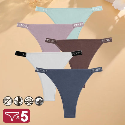 5 Pack Lingerie Womens Cotton Panties Letter Low Waist Female Briefs Underwear Comfort Underpants Intimates - The Clothing Company Sydney