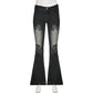 Vintage Floral Skinny Flare Jeans Denim Low Rise Y2K Chic Women's Trousers Distressed Gothic Pants The Clothing Company Sydney