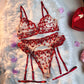 4 Piece Lingerie Sheer Lace Embroidery Underwear Ruffle Intimate Outfits Lingerie Set