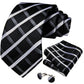 Designer Striped Silk Classic Ties For Men Wedding Accessories Gift For Men Neck Tie Set Pocket Square Cufflinks Set