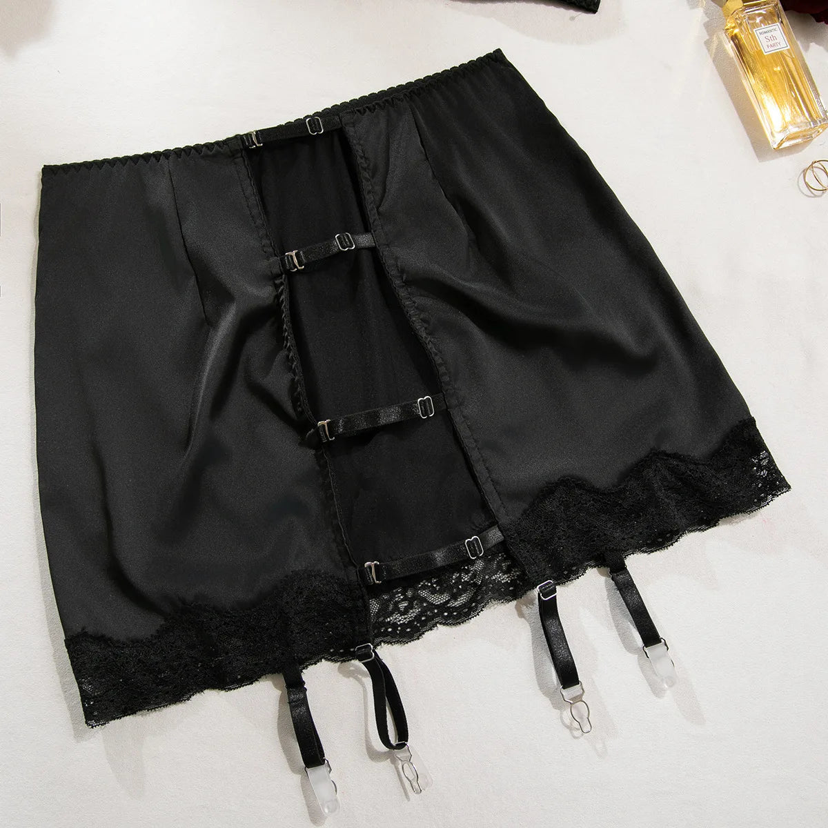 Lace Lingerie Halter Bra Heart g-String Thongs Garter Ensemble Exotic Underwear Set The Clothing Company Sydney