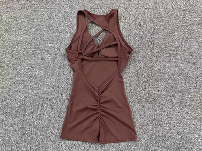 Women's Padded Jumpsuit Sport Yoga Set Bodysuit Fitness Wear Gym Sportswear High Elastic Workout Running Clothes - The Clothing Company Sydney