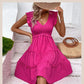 Summer Midi Dresses Casual Red Ruffle Big Hem Holiday Beach Dress Fashion Sleevelee V Neck Dresses The Clothing Company Sydney