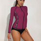 Rash Guard for Women Long Sleeve Zipper Front Swim Shirt UPF 50 Swimming Shirt SwimwearTop