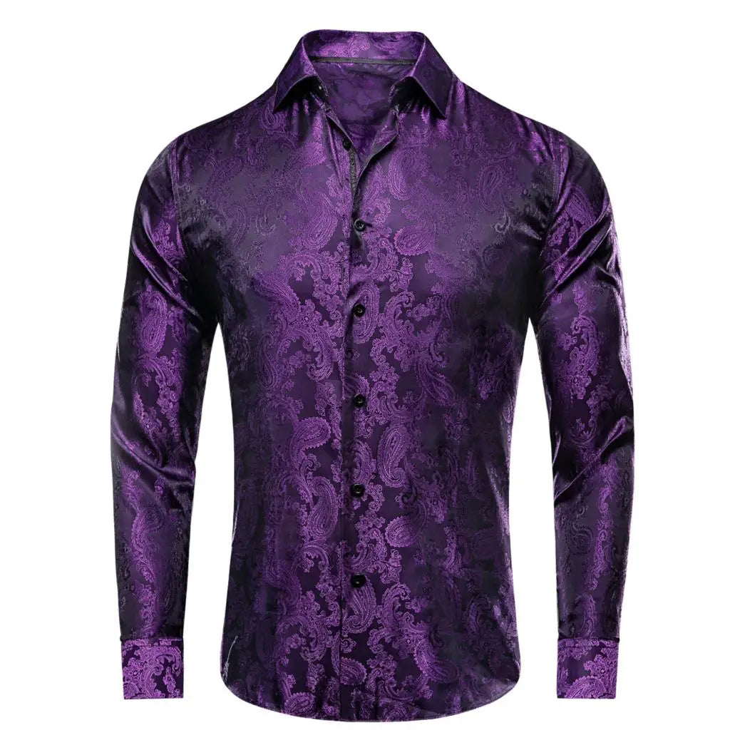 Sky Blue Mens Shirts Spring Autumn Paisley  Long Sleeve Lapel Shirt Business Party Wedding Dress Shirt The Clothing Company Sydney