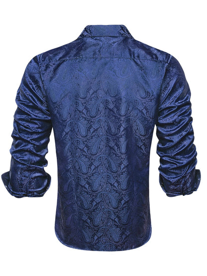 Men's Paisley Teal Blue Pink Grey Shirts Long Sleeve Dress Shirt Blouse for Male Wedding Party Banquet Office Dress Shirt The Clothing Company Sydney