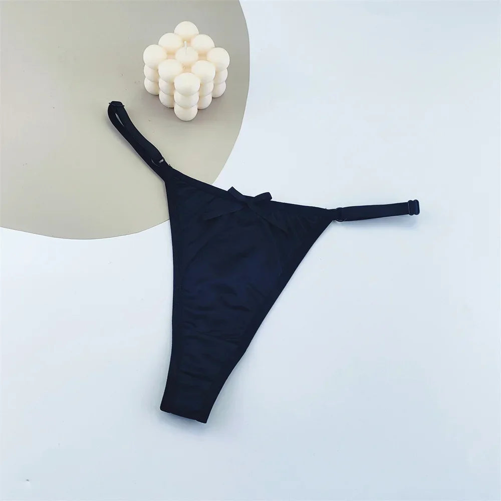 3 Pack Adjustable Satin Thong G-string Underwear Low Waist T Back Bow Lingerie Briefs The Clothing Company Sydney