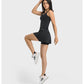 Square Neck Tennis Golf Dress Skirt Sleeveless Exercise Sport Dresses with Built In Shorts Pocket