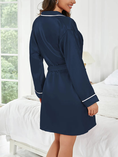 Womens Summer Thin Home Sleepwear Casual Bathrobe Fashion Nightwear Short Robe